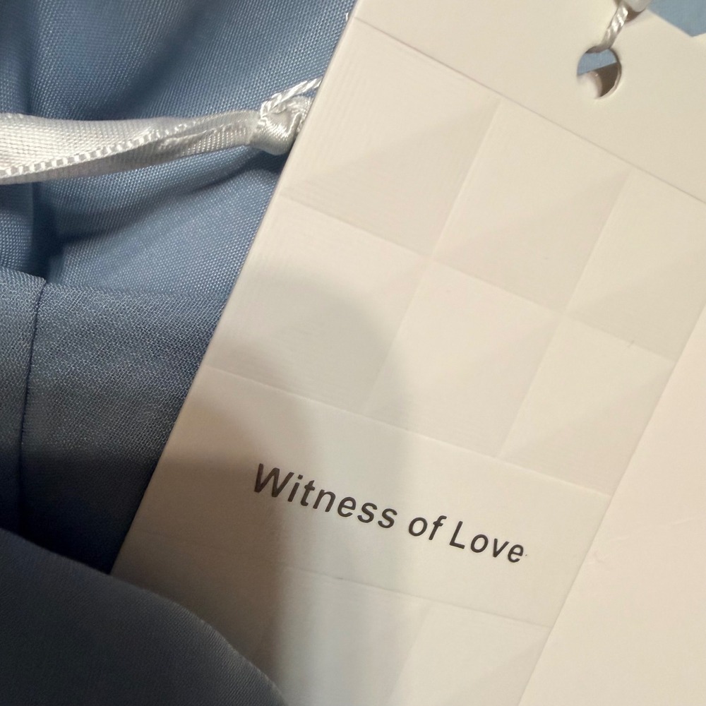 Witness of Love Blue Embroidered Leaf Sequin Tulle Maxi Dress US 16 Flutter - Picture 6 of 7